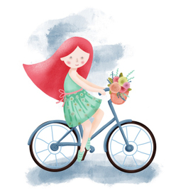 A girl with a bicycle
