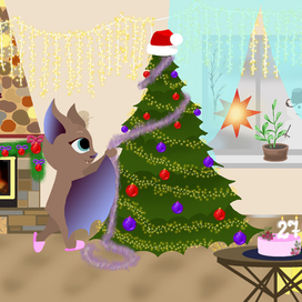 Серия картинок про летучую мышь