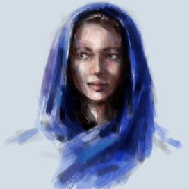 Девушка в синем платке