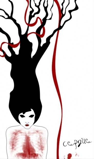 Иллюстрация к рассказу Нила Геймана «Снег, зеркало, яблоко»