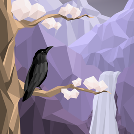 Illustration with a raven