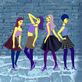 Девушки у стены