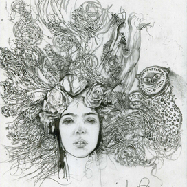 Author's illustration. Alice and the Cheshire Cat. Lewis Carroll, "Alice in Wonderland" .  2016.