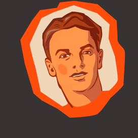 голова на красном фоне