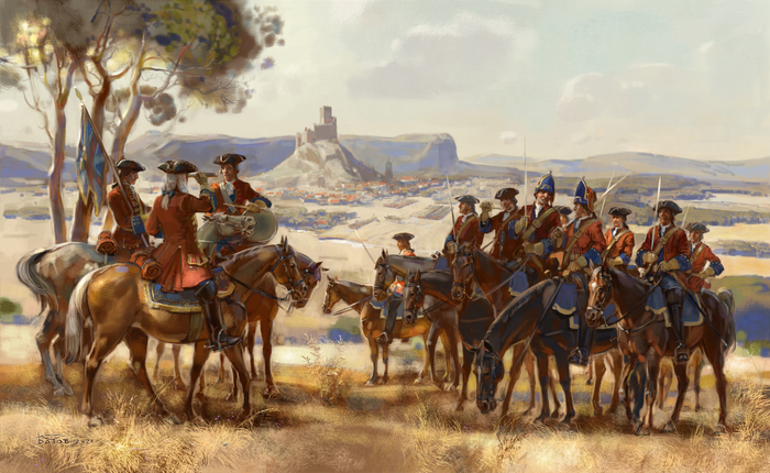 Британские драгуны в окрестностях Альмансы (1707)
