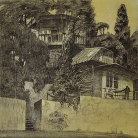 лист из серии Жилые дома Алупки, 40x40, тон.бум.,уголь, 2013г.