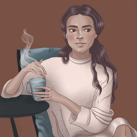 Девушка с чашкой кофе