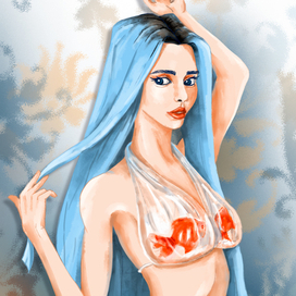 Стилизованный портрет с рыбками