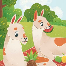 Ламы на пикнике для третьего разворота книги