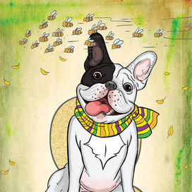 Осень. Французский бульдог.