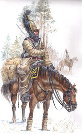 Рядовой кирасирского Военного ордена полка на ведете. Декабрь, 1812 г.