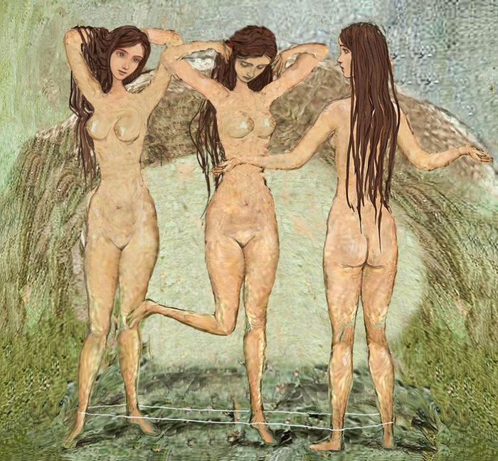 Три Грации, Играющие в Резинку