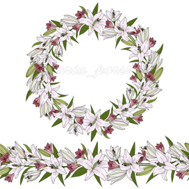 Рамочка из Лилий и альстромерии