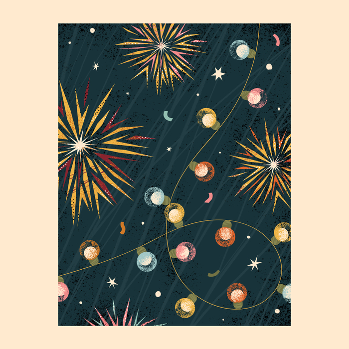 Fireworks and garland