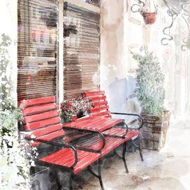  Скамейка на московской улочке. Серия "Городские пейзажи"