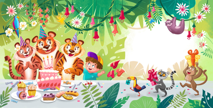 Разворот книги о мальчике и тигре