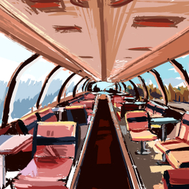 Тренировка освещения. Интерьер поезда