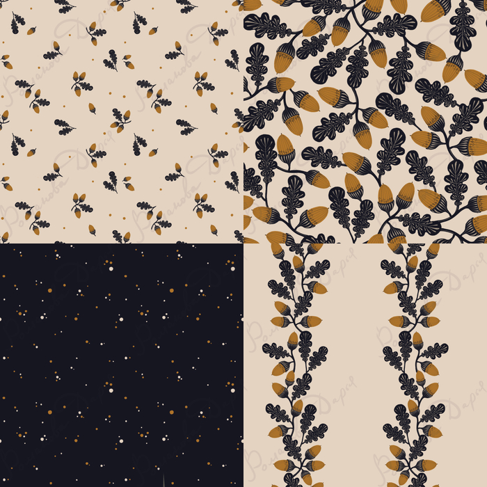 Паттерны бесшовные желуди серия