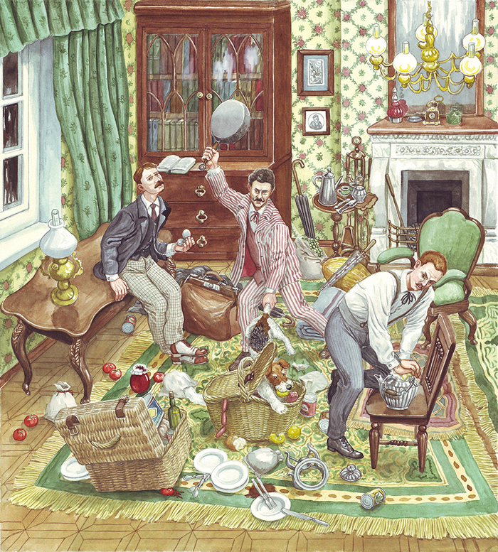 Джордж и Гаррис укладываются.