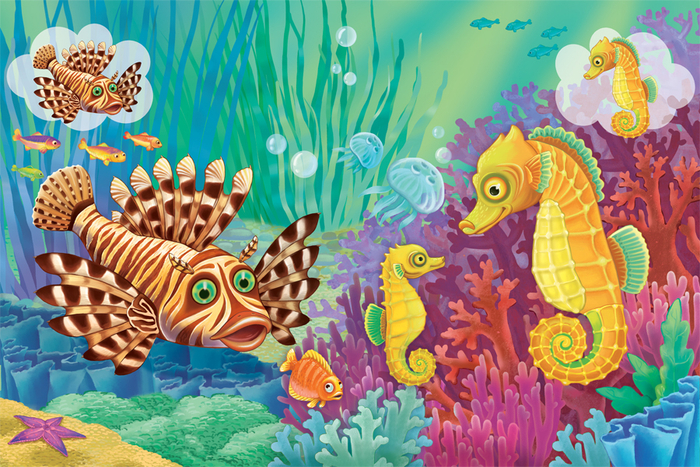 Рыба лев и конёк.