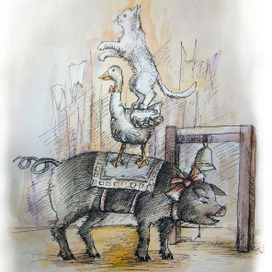 Иллюстрация к рассказу А.П. Чехова "Каштанка"