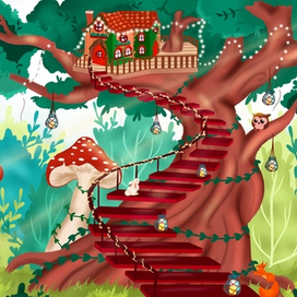 Иллюстрация для детской книги "Холли и волшебный фонарь"