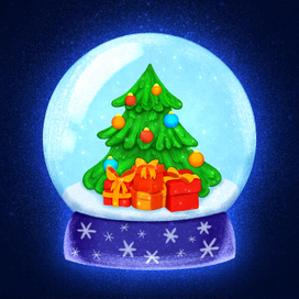 Новогодний шар, ёлка с подарками