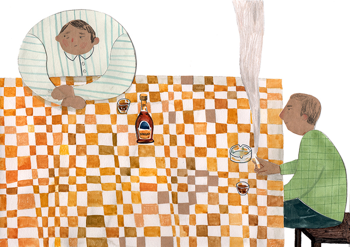 Иллюстрация к рассказу В. Шукшина "Как зайка летал на воздушны шариках"