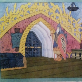 эскиз интерьера палаты., для музея "Слово о полку Игореве"