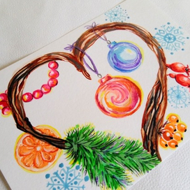 Открытка. Новогоднее сердце