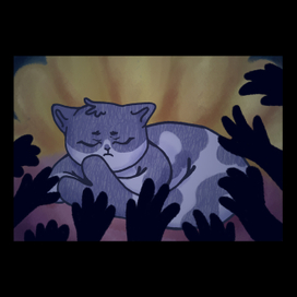 Иллюстрация кошка-русалка Кусалина