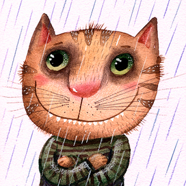 Кот под дождем