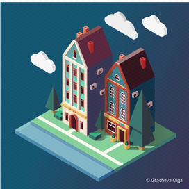 Два домика в изометрии