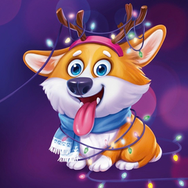 Новогодний корги