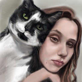 Портрет. Девочка и кот!