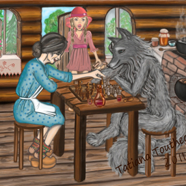 Иллюстрация по мотивам сказки "Красная шапочка".