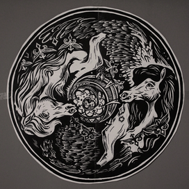 Серия дипломной работы в технике линогравюра🖤 Мифы и легенды древнего Казахстана