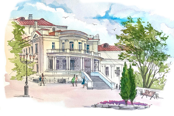 Ветреный день. Дворец пионеров в Севастополе