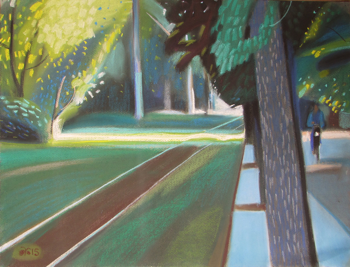 Трамвайные пути в Калининграде. 2015. т.б., пастель. 50х65