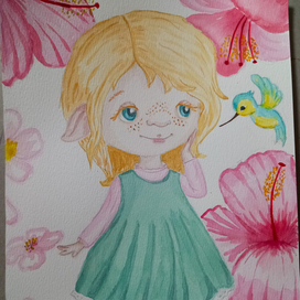  девочка и птичка