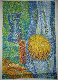 Натюрморт в стиле пуантилизм