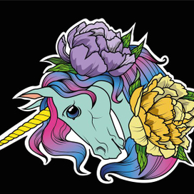 Единорог и пионы.