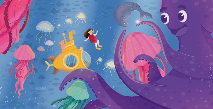 Разворот для книги о Морских Обитателях