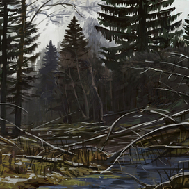 Ноябрь в лесу. Этюд.