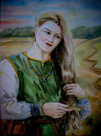 Девушка в костюме 13-го века.