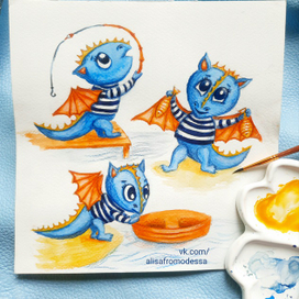 Дракончик - рыбак.