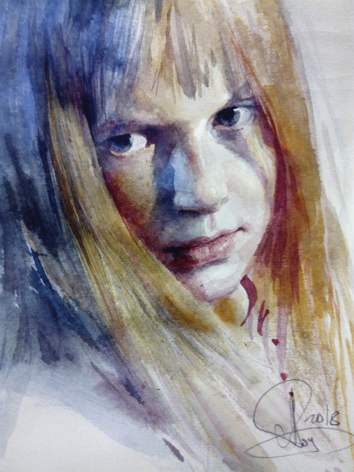 Портрет акварелью. Контрастное освещение