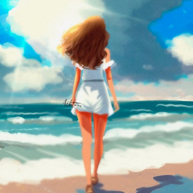 Девушка на берегу океана