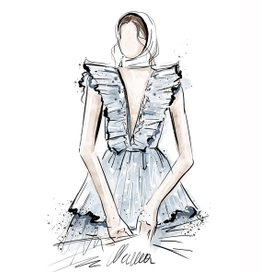 Голубое свадебное платье