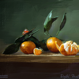 Мандарины и бабочка.